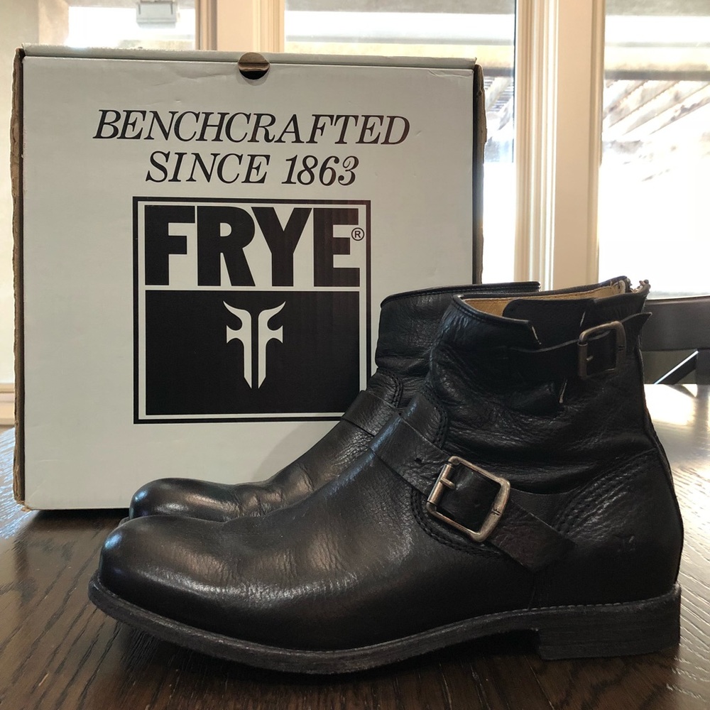 Frye Tyler Engineer // Black Leather Boots // 9.5